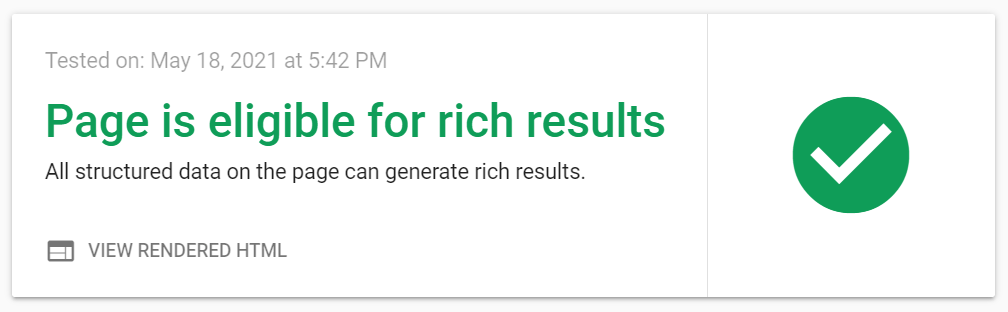 Google Rich Test result